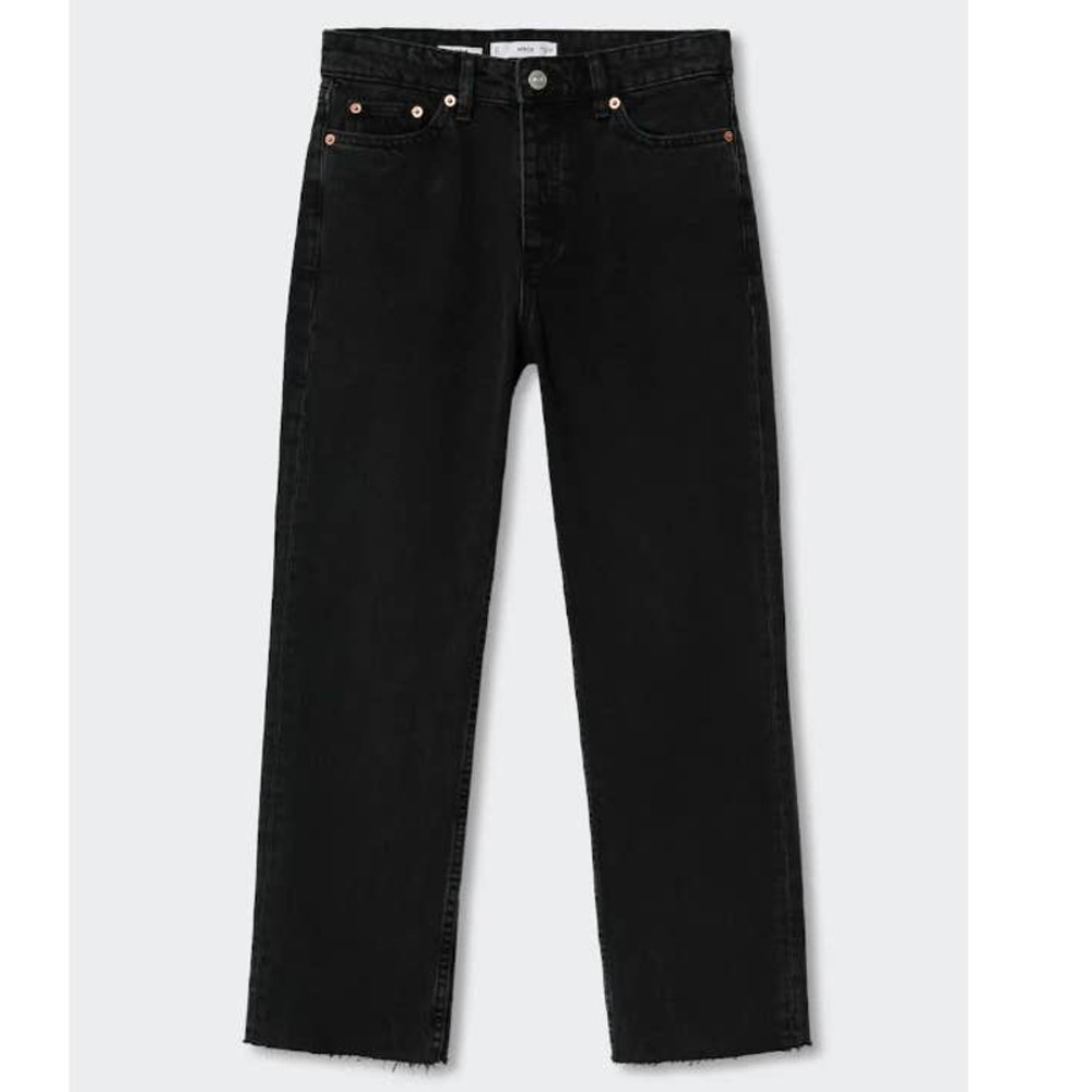 MNG Havana Hight Waist Cut off Hem Black Size 4 New